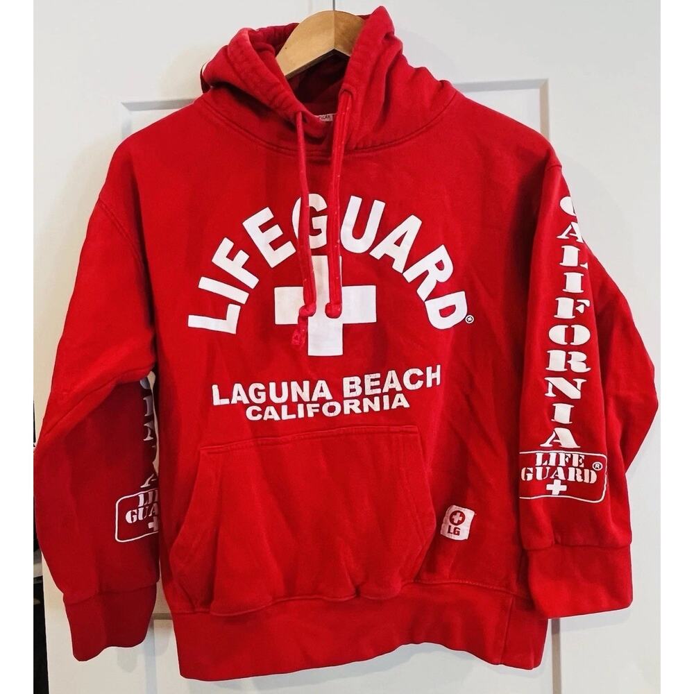 Lifeguard Laguna Beach Wm’s Hoodie Size S Red Kangaroo Pocket, Defected See Pics